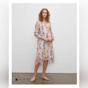 Club Monaco Floral Tiered Dress Pink Mix Rose - M